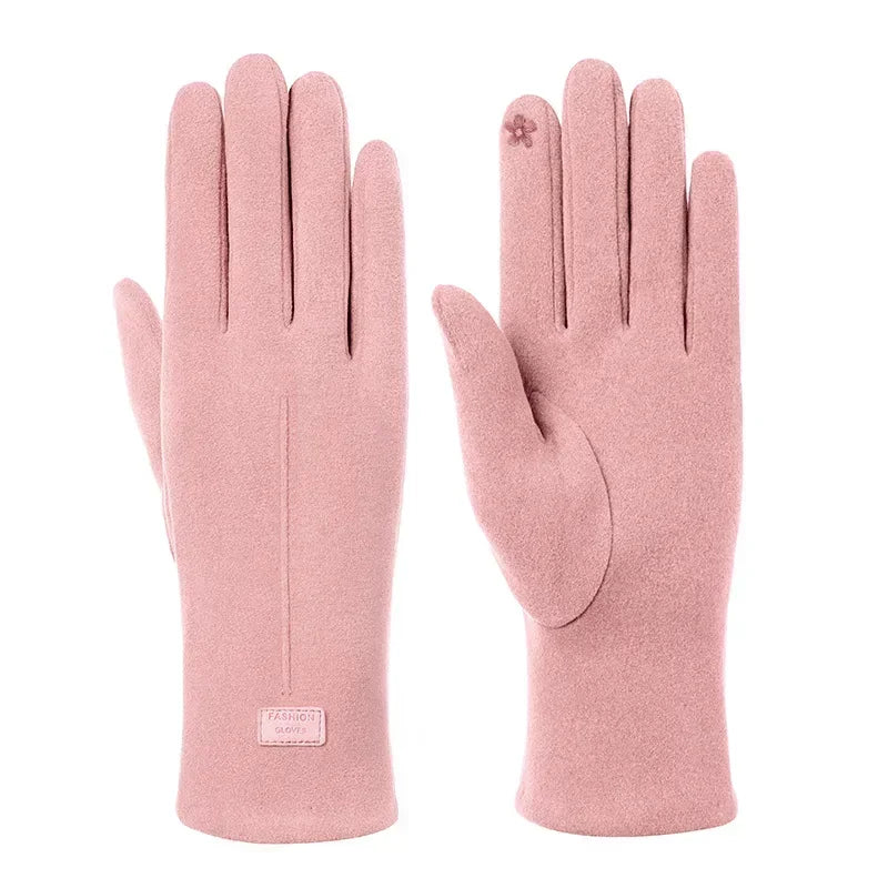 Fashion  Glove Women Vintage Winter Touch Screen Full Finger Warm Windproof Cycling Driving Female Lady Gloves Mittens