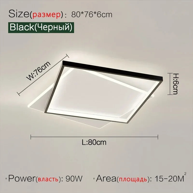 Bedroom Light Modern Minimalist Art Designer Suction Top High-end European Light Luxury Creative Ultra-thin Square Room Light