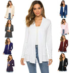 Women's Knitted Cardigan for Spring and Summer Versatile Large Size Cardigan Medium to Long Length Long Sleeve Outcoat