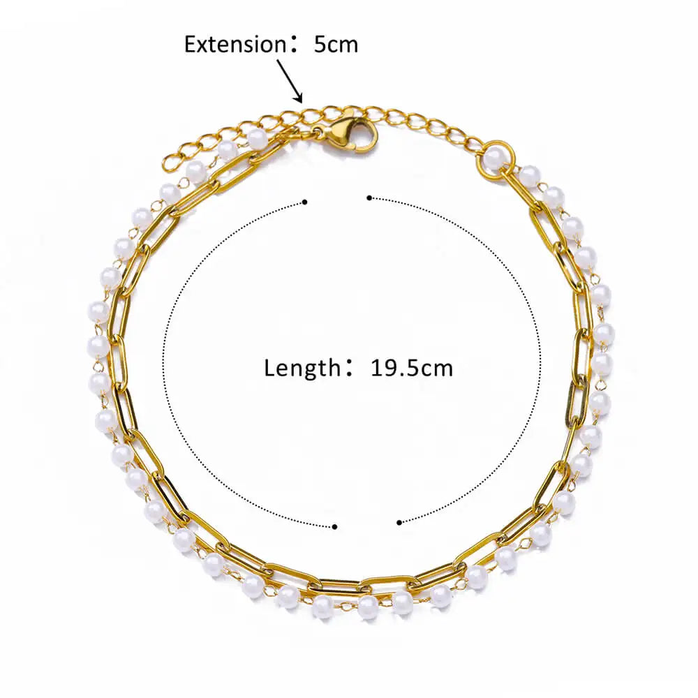 Anklets For Women Stainless Steel Anklets Stone Beade Anklet Boho Leg Bracelets Jewelry Summer Beach Accessories