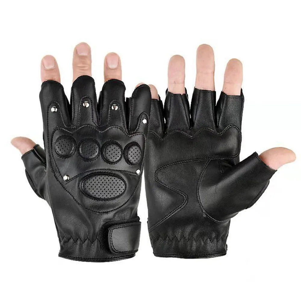 Fingerless Gloves Driving Gloves Leather Outdoor Sport Half Finger Glove for Men Women Cycling Hiking Fishing Moto Glove W26