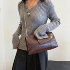 Luxury Clutch Bag Retro Women's Bag Stone Pattern PU Leather Crossbody Bag Female Flap Handbag Shoulder Bag Simple Sac A Main