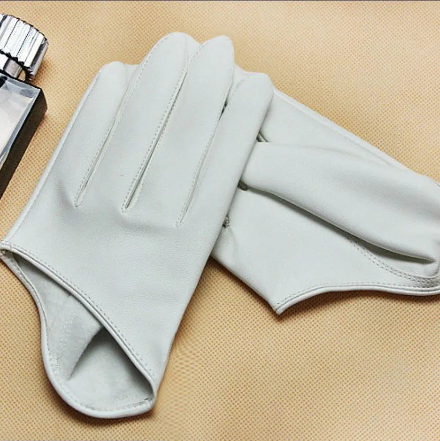 Faux Leather Gloves Fashion Woman Lady Half Palm Gloves Pu Leather Fingerless Dance Stage Performance Personality Gloves
