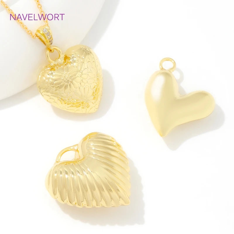 Pendants For Jewelry 18K Gold Plated Brass Heart Charms Pendants For Fashion Necklace Making Supplies DIY Jewelry Accessories