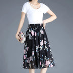 Skirts for Women Chiffon Woman Skirt Floral Midi Summer Casual New In Clothing Sales Modest Luxury Elegant High Quality V Cheap
