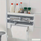 [Kitchen Organizer] Durable Wall-Mounted Kitchen Organizer | With Built-In Scissors And Aluminum Foil Dispenser