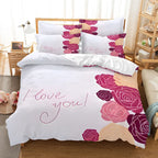 Valentine's Day I Love  style Digital Printed Duvet Set - Polyester - Bedroom Decor -1 bed cover +2 pillowcases (no pillow core)