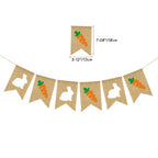 Easter Decoration Burlap Banner Cute Rabbit Carrot Hanging Garland for Easter Party Holiday Home Decoration Wall Decors Supplies