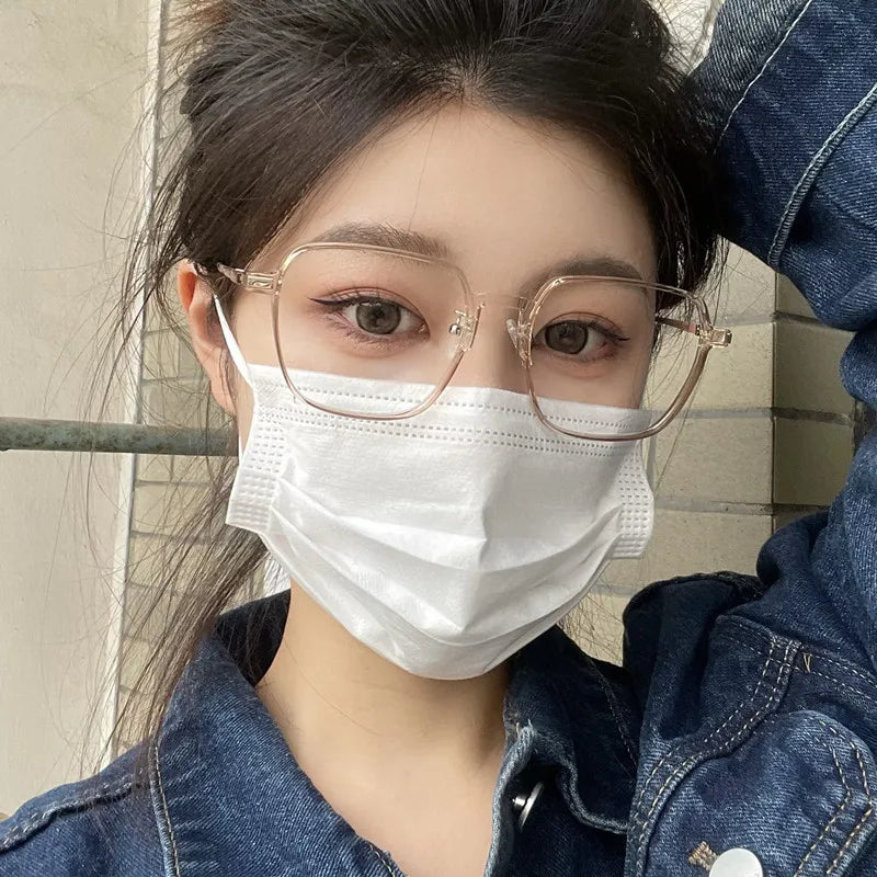 Blue Light Blocking Glasses Fashion High-end Men Optical Clear Glasses Black Oversized Square Frame Eyeglasses Women Eyewear