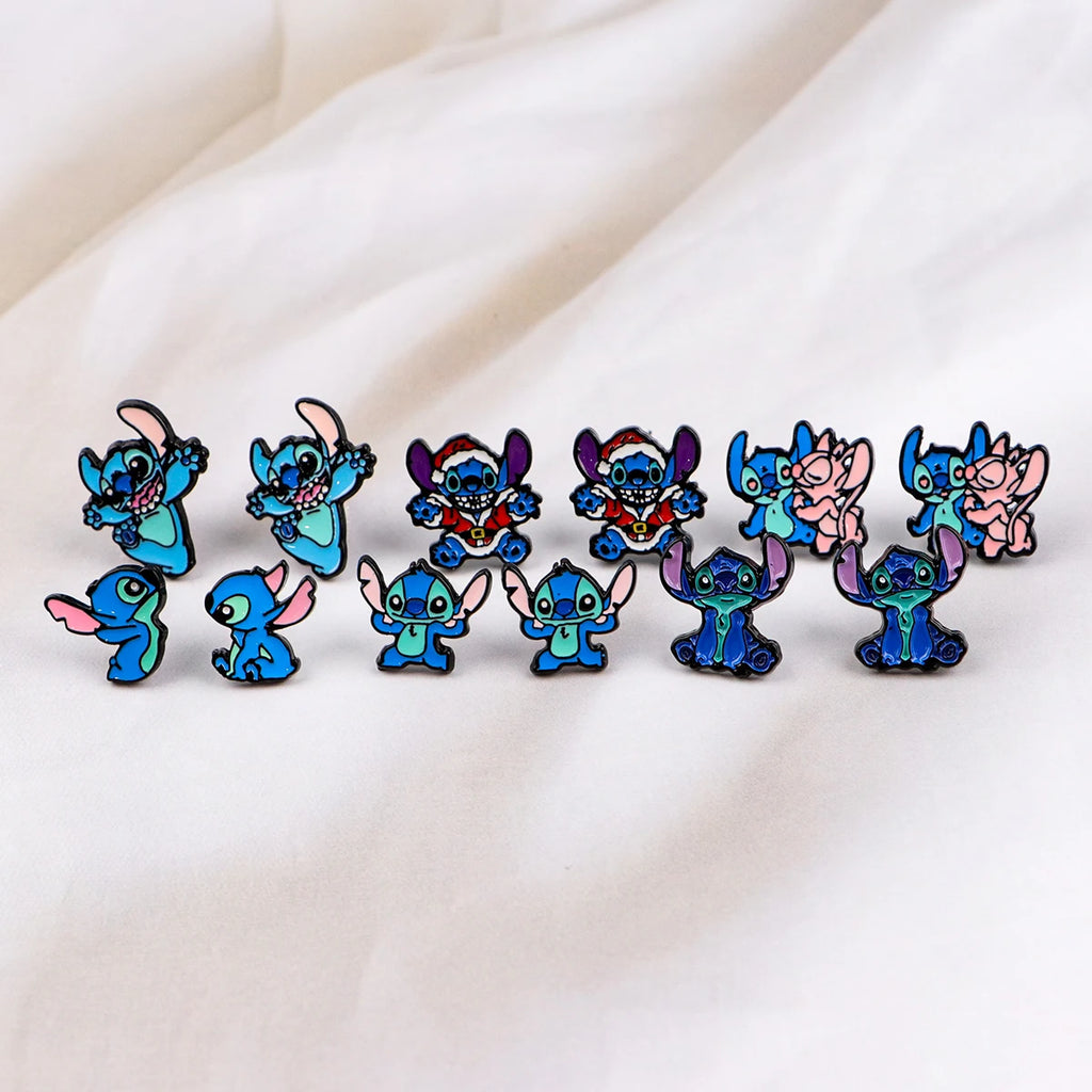 Cute Stitch Stud Earrings for Women Piercing Women's Stainless Steel Jewelry Fashion Accessories Gift for Girl