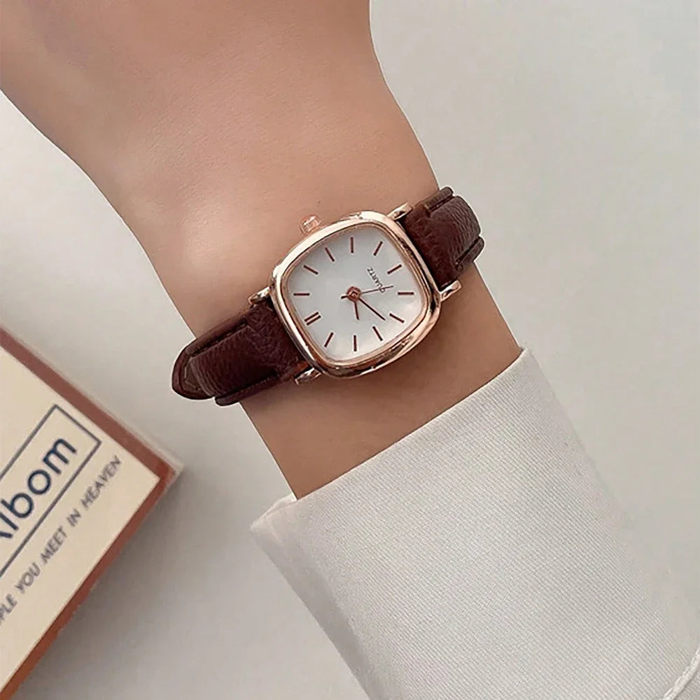 Casual Watch For Women Fashion Leather Watches Antique Simple Ladies Quartz Wristwatches Female Clock Gift Reloj Mujer