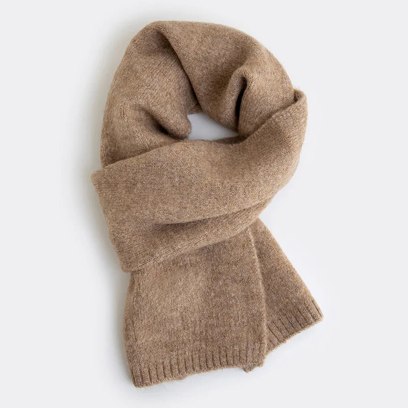 Ladies' wool - containing soft, skin - friendly, versatile scarves. High - end solid - color thickened knitted shawls for winter