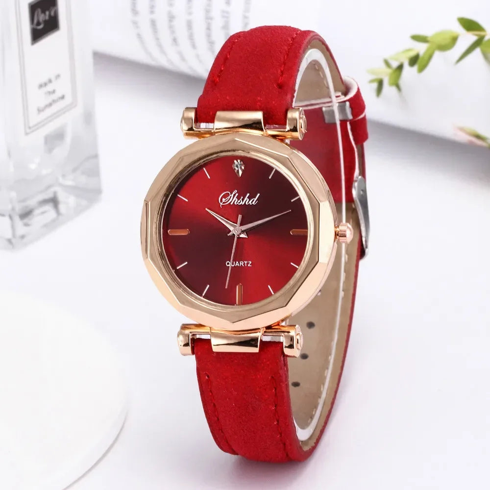Casual Fashion Ladies Business Watch Women's Watches Women Leather Casual Watch Luxury Analog Quartz Crystal Wristwatch Relogio