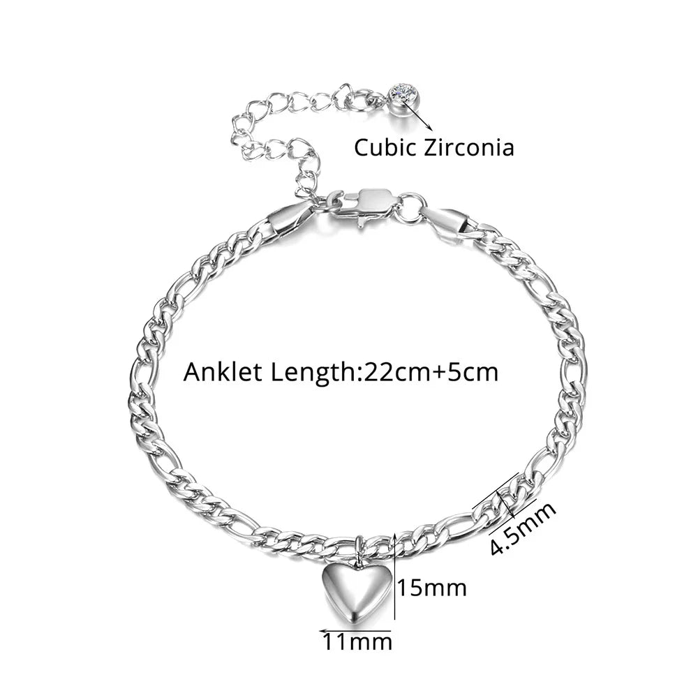 Anklet For Women Gold Color Stainless Steel Cuban Link Ankle Bracelets Summer 2024 Fashion Leg Chain Beach Foot Jewelry Ancklets