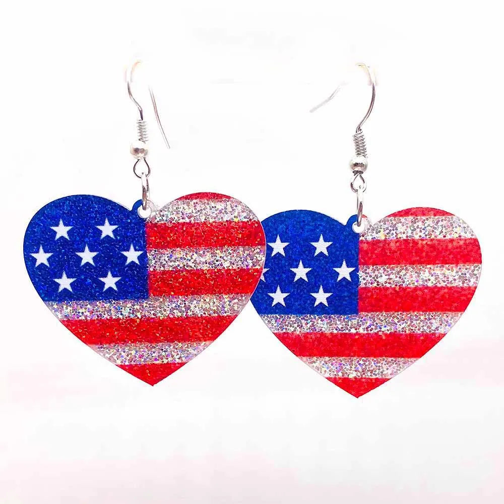 Patriotic Earrings 4th of July Earrings American Flag Sunflowe Acrylic Earrings for Women Independence Day Party Jewelry Gifts