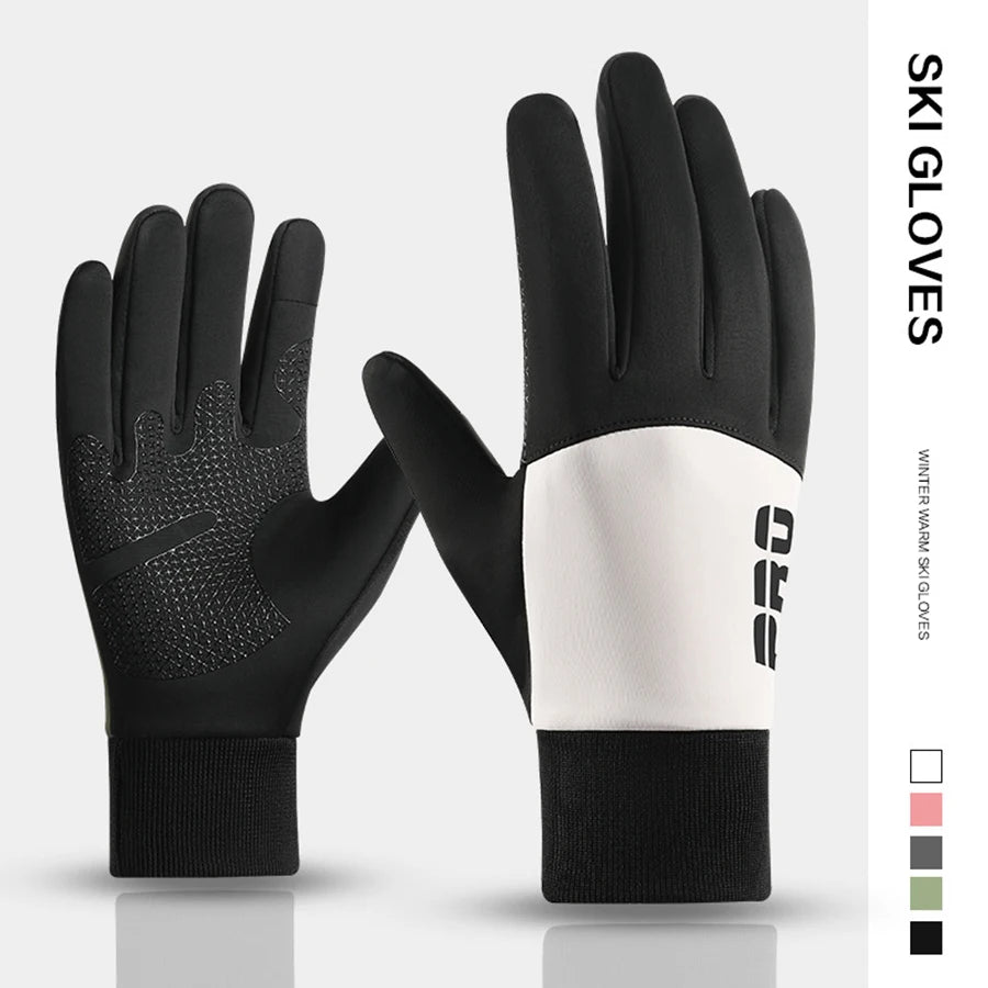 Winter Warm Gloves for Men with Thick Velvet, Windproof and Waterproof, Touchable Screen, Sports Running, Driving, Outdoor Cycli