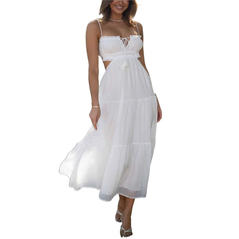 Summer White Dress For Woman 2025 Trendy Casual Beachwear Cover-ups Outfits New Boho Hippie Chic Long Maxi Dresses Elegant Party