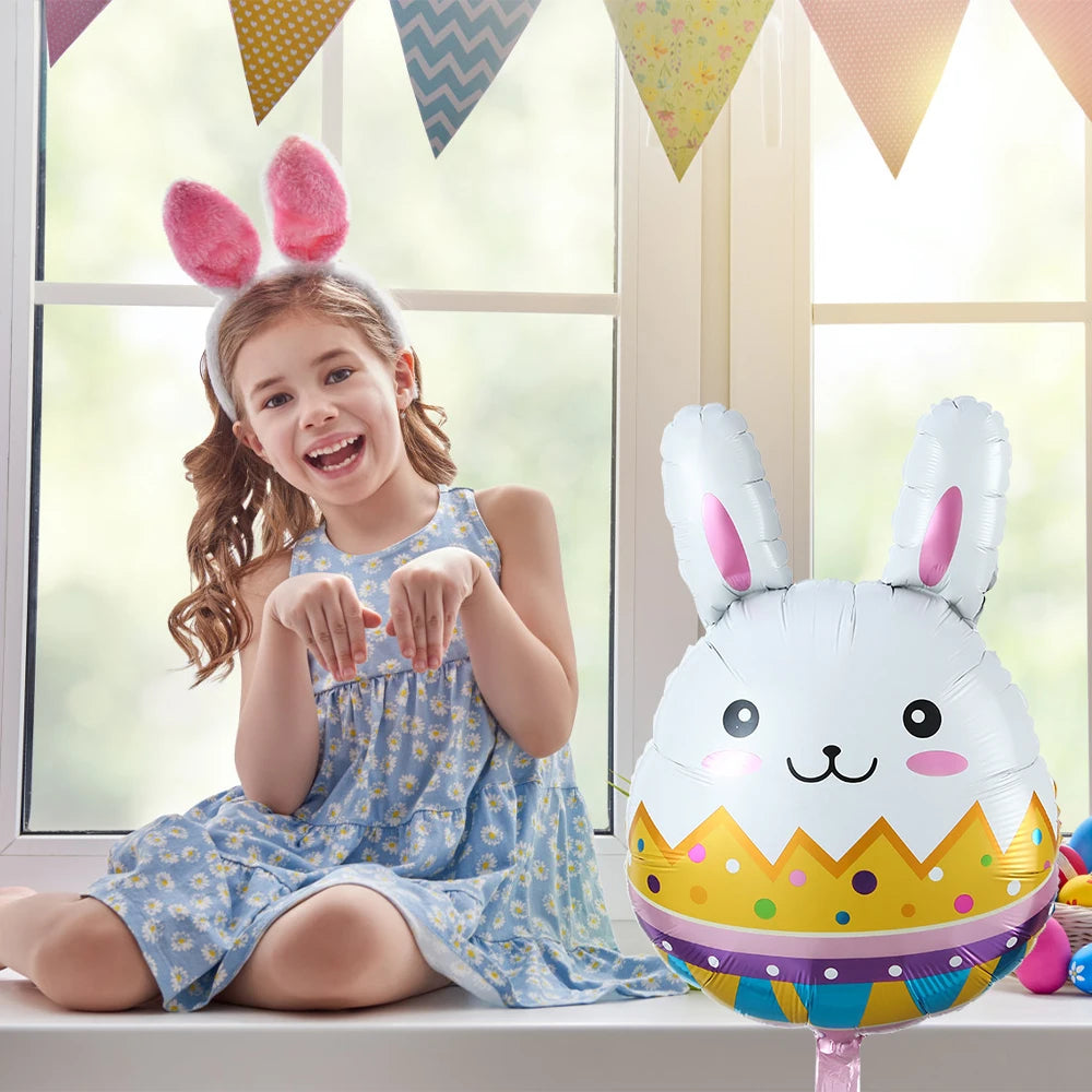 Easter Bunny Carrot Egg Foil Balloon Broken-shell Chicken Long eared Rabbit 4D Standing Balloon Happy Easter Party Deco Kid Gift