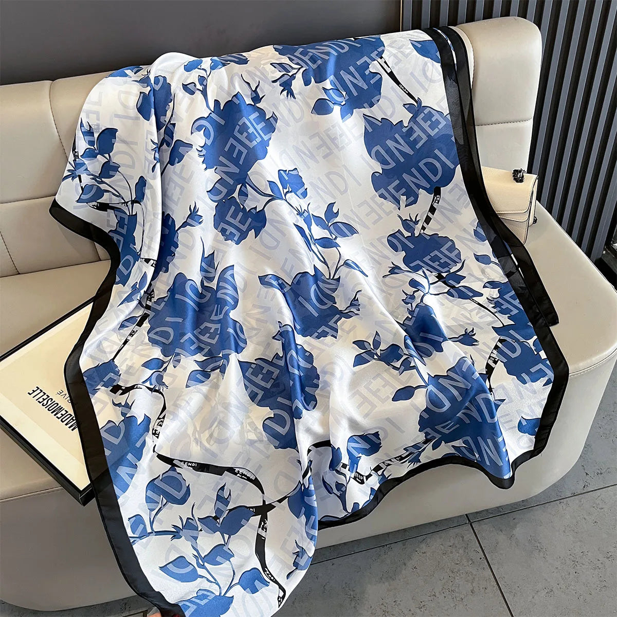 New Women Scarves Spring Summer Autumn Luxury Print Thin Light Satin Scarf Fashion Wrap Shawls 55 Colors Elegant Bandana Poncho