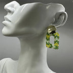 Big Drop Earrings For Women Metal Thread Beads Handmade Crystal Long Earrings Statement Fashion Jewelry