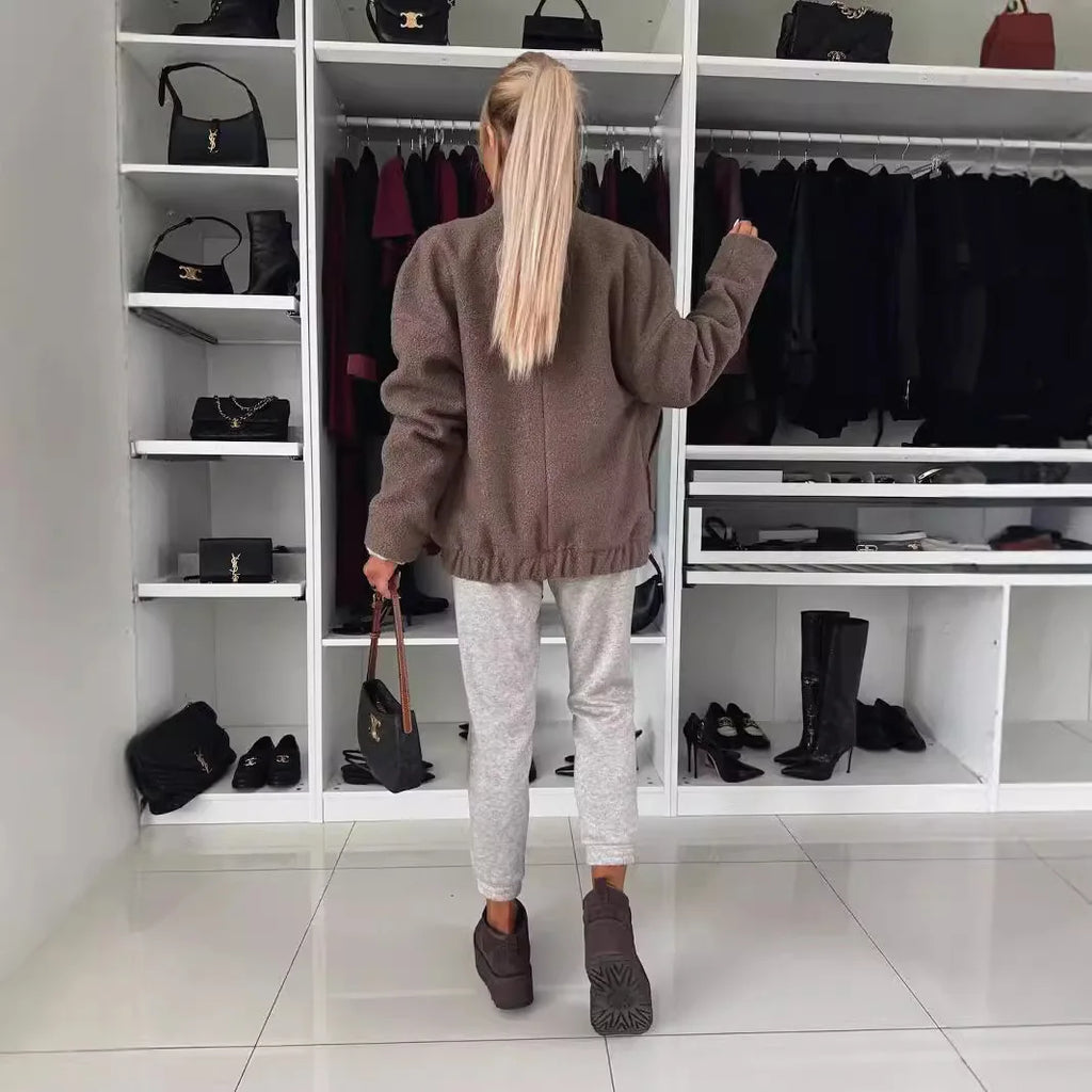 Women's Coats Autumn and Winter Long-sleeved Casual Loose Warm Woolen Coats and Jackets Women Fashion Wool & Blends Coat