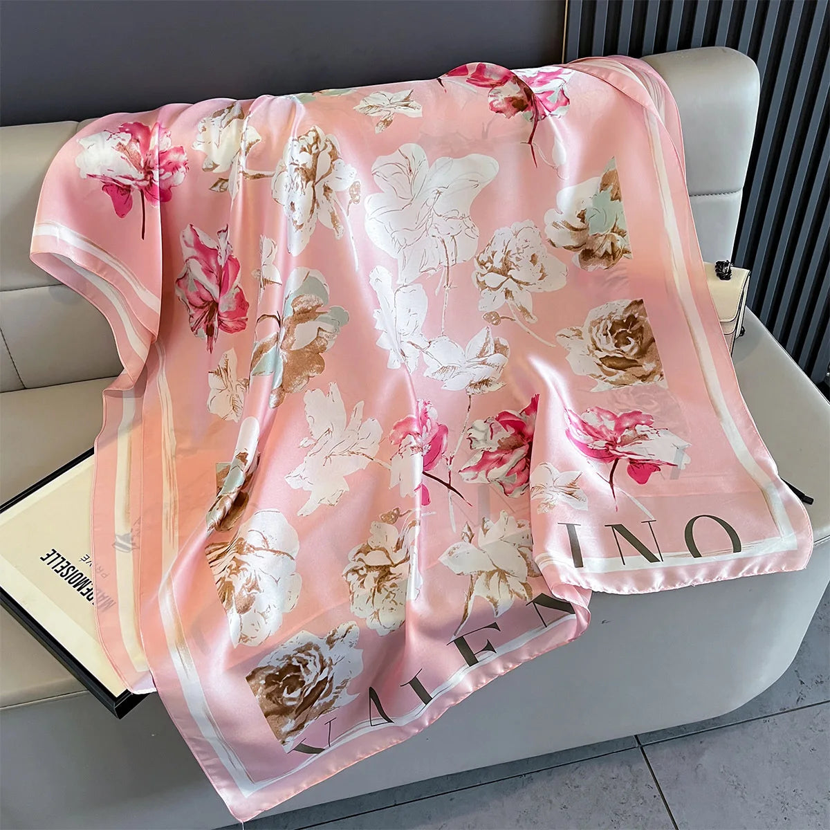 New Women Scarves Spring Summer Autumn Luxury Print Thin Light Satin Scarf Fashion Wrap Shawls 55 Colors Elegant Bandana Poncho