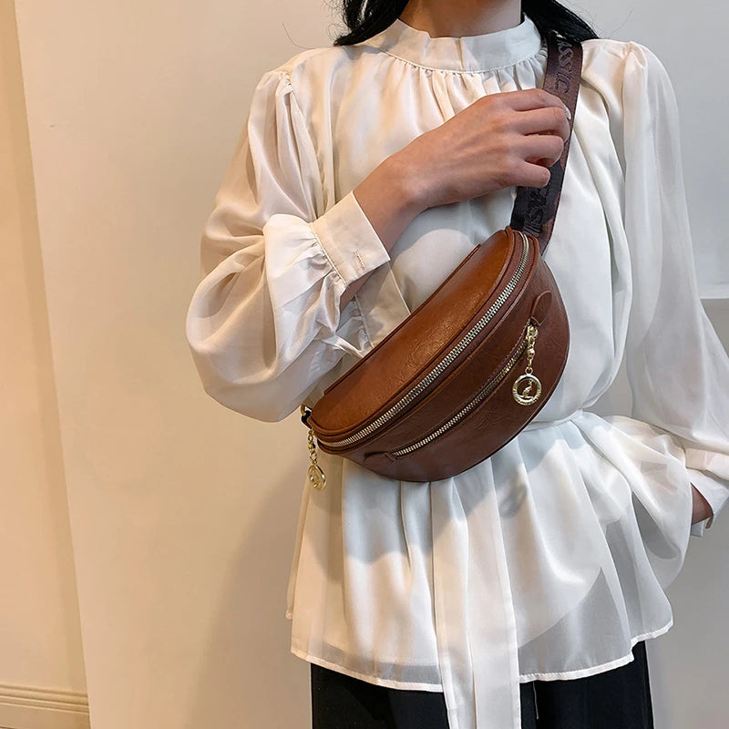 Casual Waist Bag Fashion Lady Fanny Pack and Phone Packs Soft Leather Belt Bags Woman Travel Shoulder Crossbody Chest Bag Purse