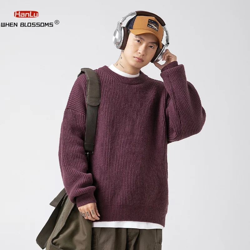 2023 Autumn Winter New Sweater Women's Men's  Green Knitted pullover Basic Solid Color Loose Black White Sweater Coats Warm Tops