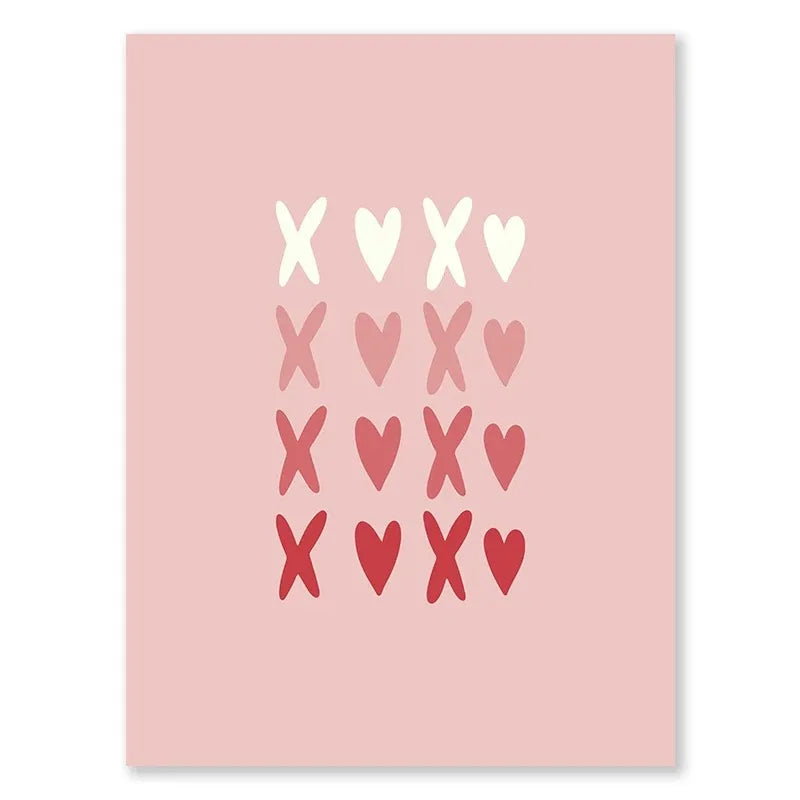 Valentine's Day Queue Gallery Printable Poster Vintage Romantic Wall Art Cute Pink Heart Canvas Painting Home Bedroom Decoration