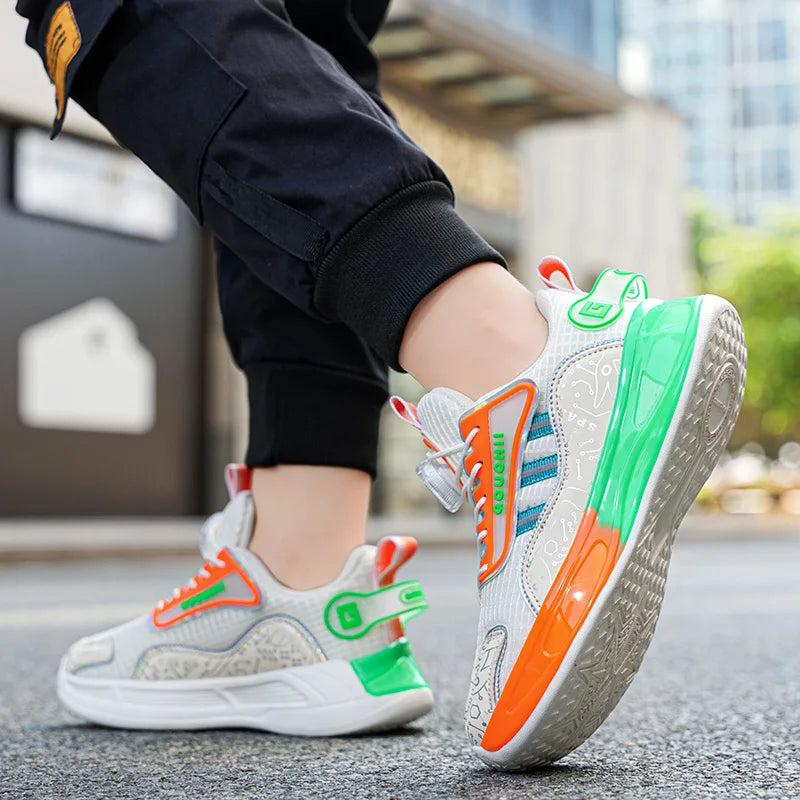 Children Shoes Autumn 2025 New style Breathable rotating button soft sole anti-slip and shock-absorbing sports shoes for boys