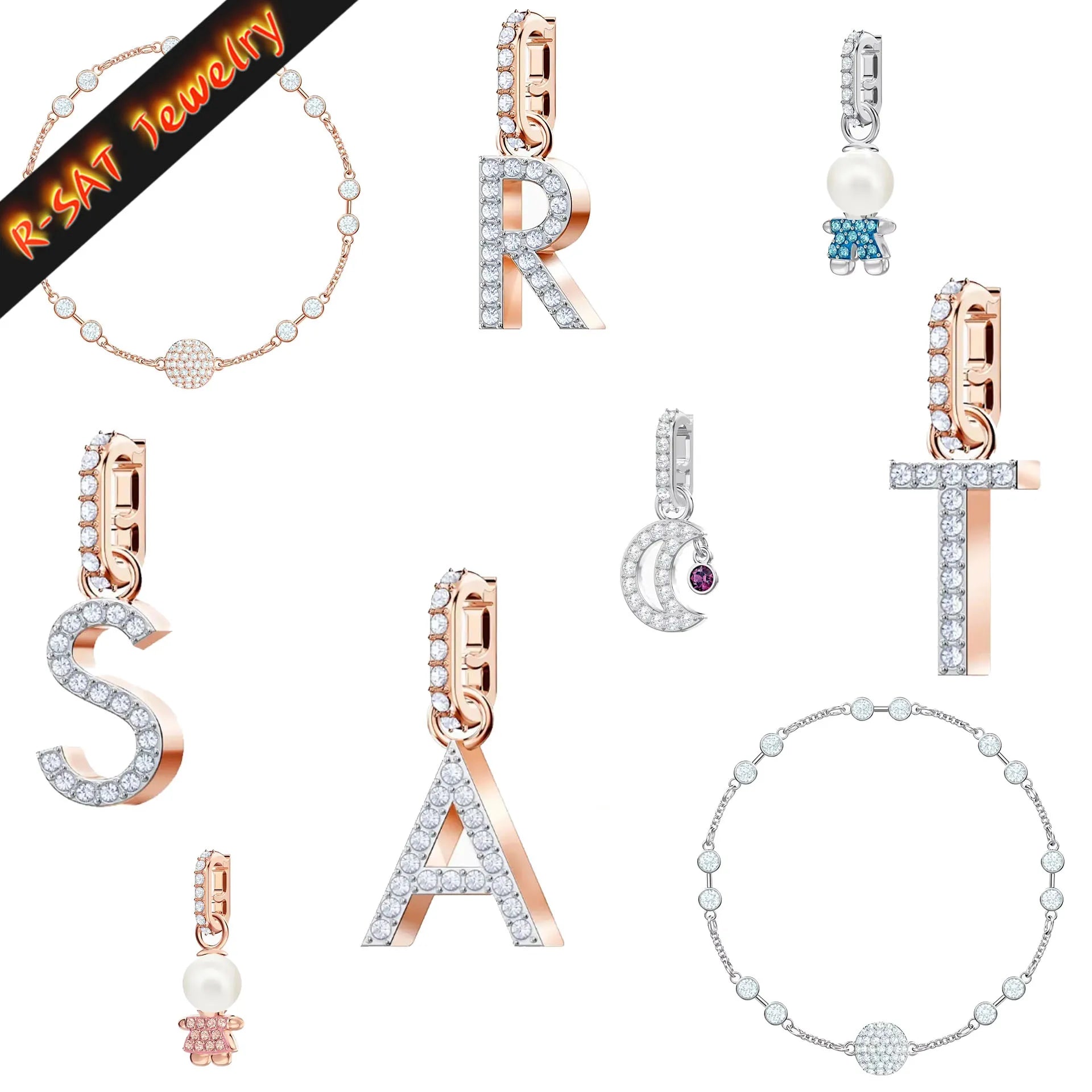 Pendants Fine Jewelry Charming Letter Crystal Pendants Fashion Necklace Bracelet Accessories for Women's Anniversary Gift