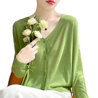 Women's Cardigans 2025 Thin Summer Single Breasted V-neck Loose Knitted Sweater Fashion Solid Tops Ice Silk Outerwears Jumpers