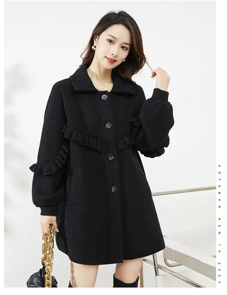 New Wool Coat with Fat Mid-length Fashion Double-sided Wool Coat