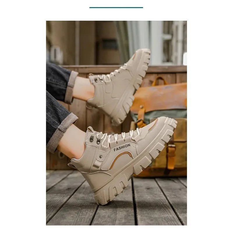 Male Footwear Rubber Men's Shoes 2025 Autumn New Casual Shoes High Top Outdoor Waterproof Anti Slip Man Ankle Boots