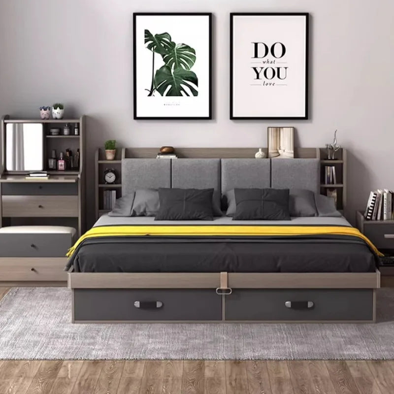 Unique Bedroom Bed Aesthetic Modern Girls Storage Luxury Bed Lounge Sleeping Headboard Letto Matrimoniale Home Accessories