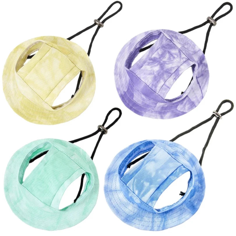 Pet Hats with Ear Holes Summer Outdoor Cute Dog Cat Hat Colorful Adjustable Baseball Cap for Small Medium Dogs Cats Pet Supplies