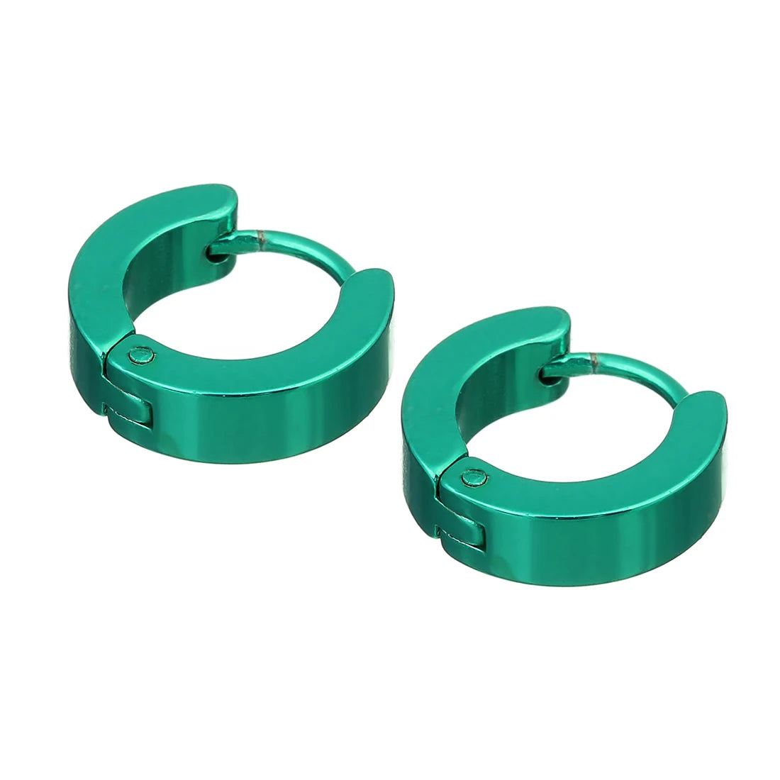 1Pair 14mm Colorful Stainless Steel Round Stud Popular Earring Hoops For Women Simple Metal Circle Small Earrings Jewelry Supply