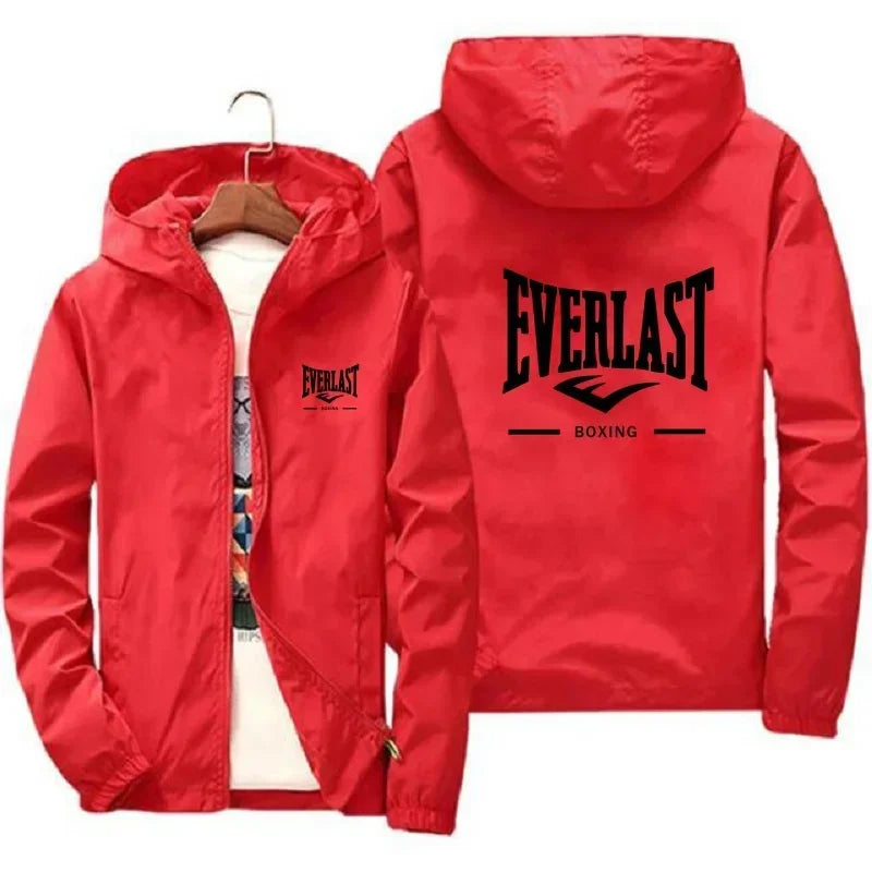 A new high-quality men's casual jacket for mountaineering from a men's brand in 2025, featuring a hooded windbreaker