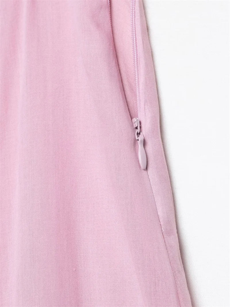 Women's Skirt New Summer 2025 Pink Pleated Midi Skirt A hem looks slim Casual and versatile Fresh and fashionable