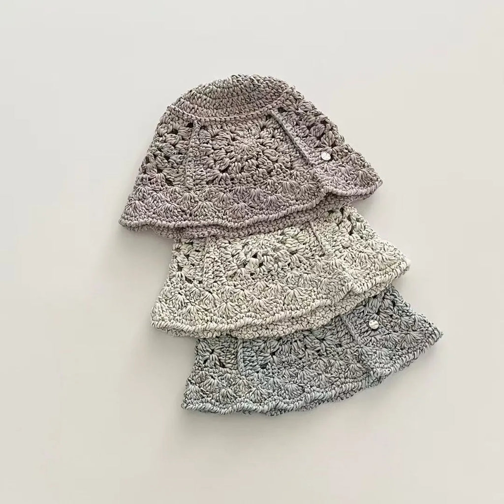 Korean Retro Hollow Crochet Knitted Bucket Hats for Men Women Summer Autumn Versatile Casual Basin Cap Casquettes