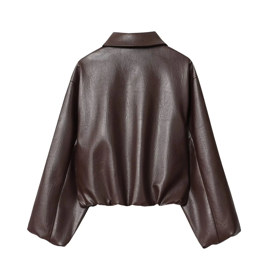 Women's Jacket - New Fall Arrival Women's Fashion Faux Leather Pilot Jacket New Arrivals