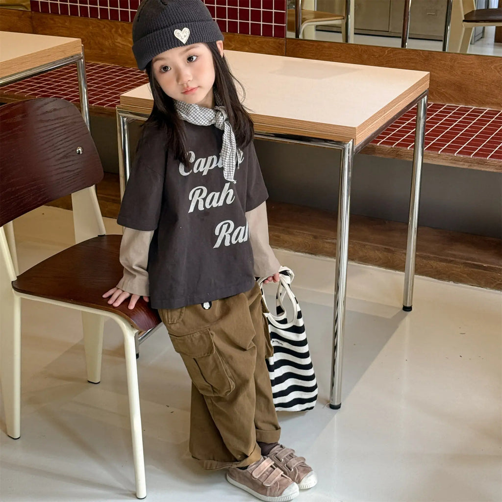 Children Pants 2025 Autumn New Children Clothing Korean Spring Autumn Washed Cotton Work Pants for Girls and Boys