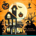 H7BF Halloween Table Decorations Wooden Table Centerpieces Sign with LED Light for Home Kitchen Decor