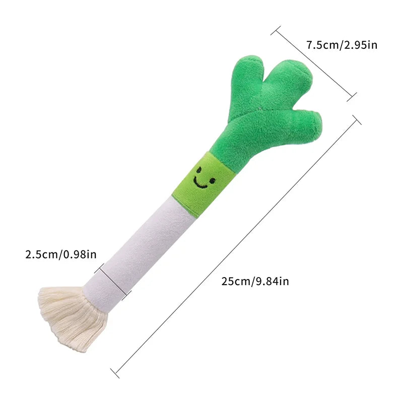 Plush Pet Chew Toys Bite Resistant Simulated Scallion Bell Sounding Teeth Cleaning Interactive Playing Supplies For Dog Cat