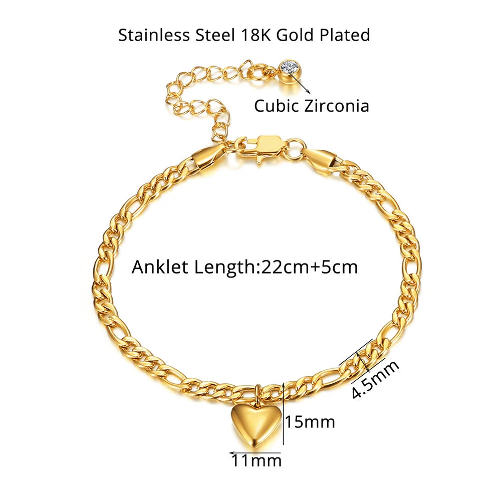 Anklet For Women Gold Color Stainless Steel Cuban Link Ankle Bracelets Summer 2024 Fashion Leg Chain Beach Foot Jewelry Ancklets