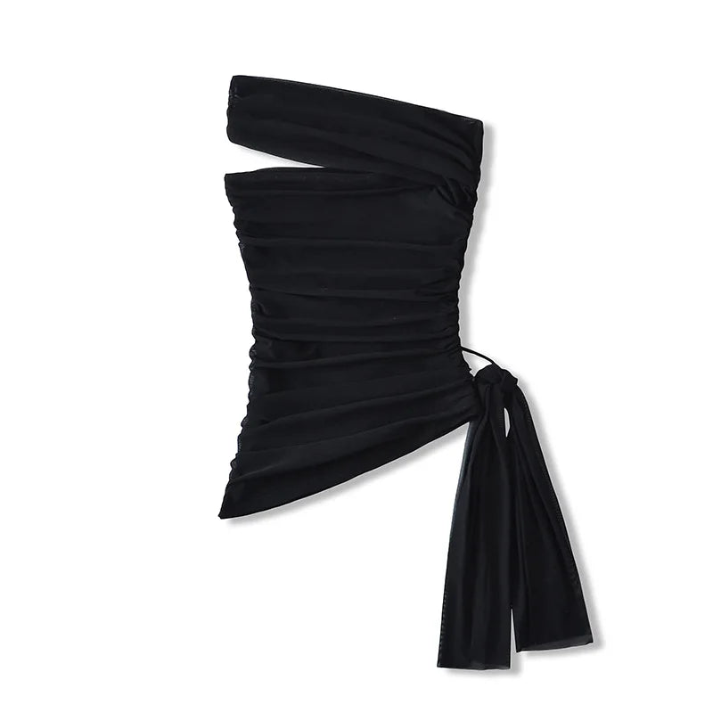 Summer Tops Sexy Crop Tops For Woman 2025 Summer Tanks & Camis Black Halter Top Mesh Top Pink Ruched Tank Top Side Tie Tube Top