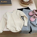 Children T-shirt Slim Top Solid Color Fashion Breasted T-shirt Long Sleeve Girls Play Undershirt Kids Clothes for Girls
