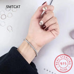 Charm Bracelet For Women High Quality S925 Silver Platinum Plated Moissanite Bracelet Sparkling Personality Wedding Jewelry Gift