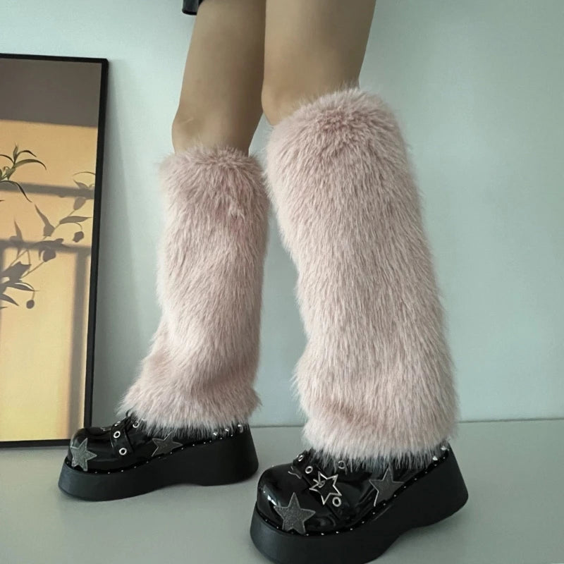 Faux Furs Leg Warmer,Warm Soft Cozy Fuzzy Leg Warmer Boot Cuffs Cover for Women Party Costumes Boot Sleeves Boot Covers