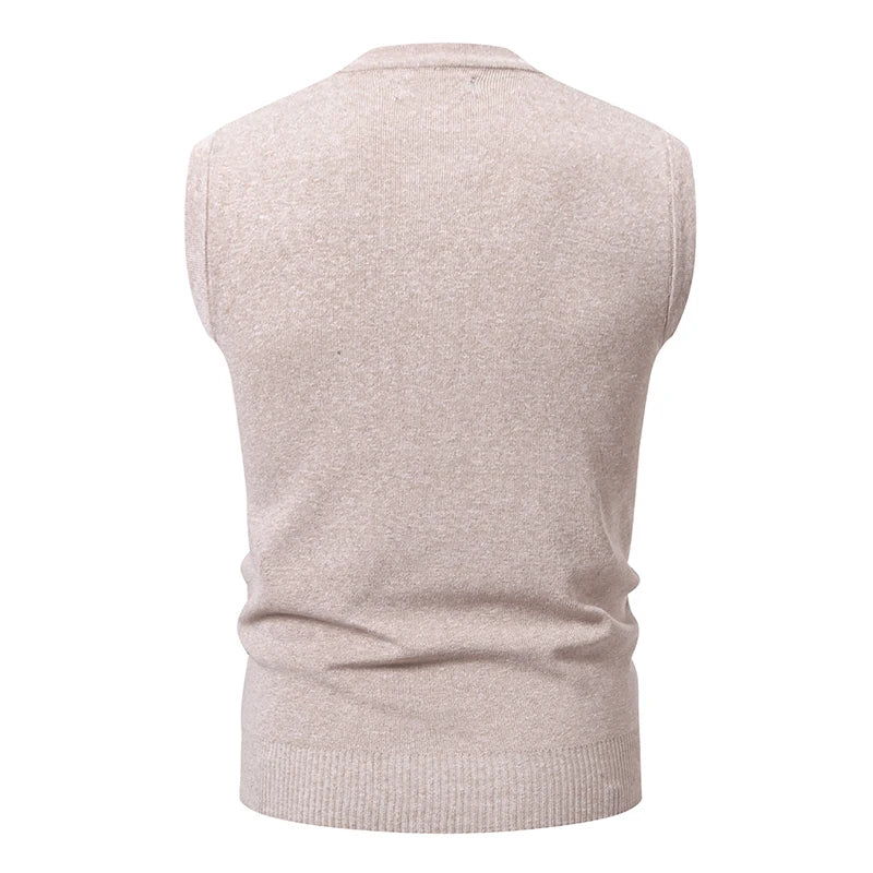 Men's Sleeveless Vest Sweater Casual Streetwear Knitted Pullover Vintage Waistcoat Sweater Top Striped Knit Clothing for Man